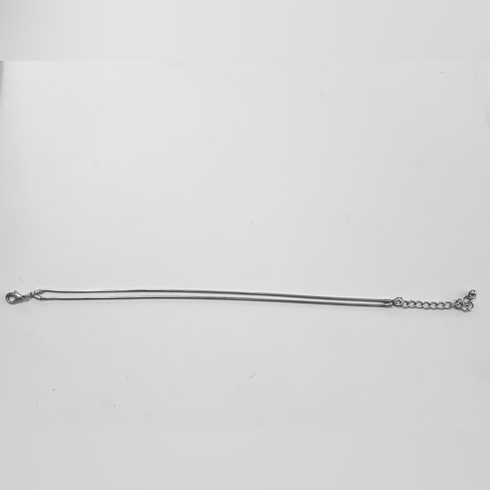 Silver Double Snake Chain Ankle Bracelet 11.5”